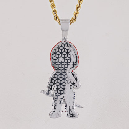 Chucky Pendant with 3.2CTW in White Gold Finish