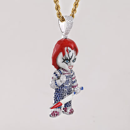 Chucky Pendant with 3.2CTW in White Gold Finish