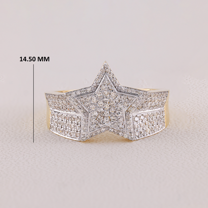 Iced-Out Men’s Star Ring with 0.53CT Diamond