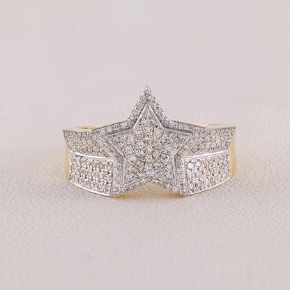 Iced-Out Men’s Star Ring with 0.53CT Diamond