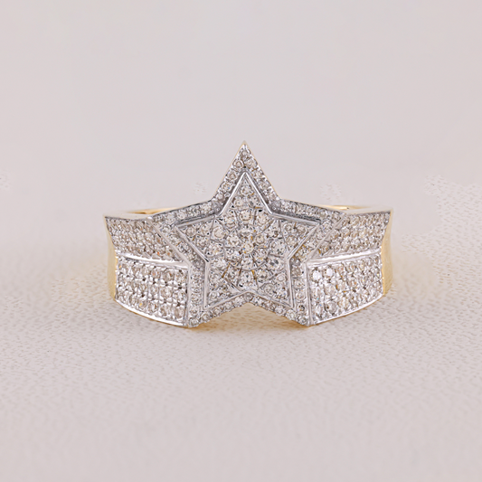 Iced-Out Men’s Star Ring with 0.53CT Diamond