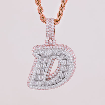 Initial Pendant with 2.2CT Emerald cut Diamond