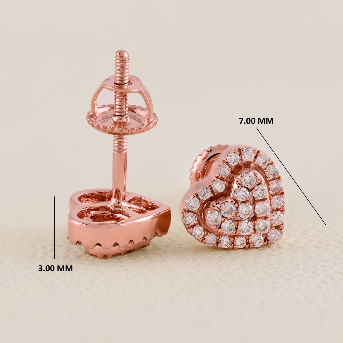 0.25CTW Mini Heart Diamond Stud Earrings in Gold