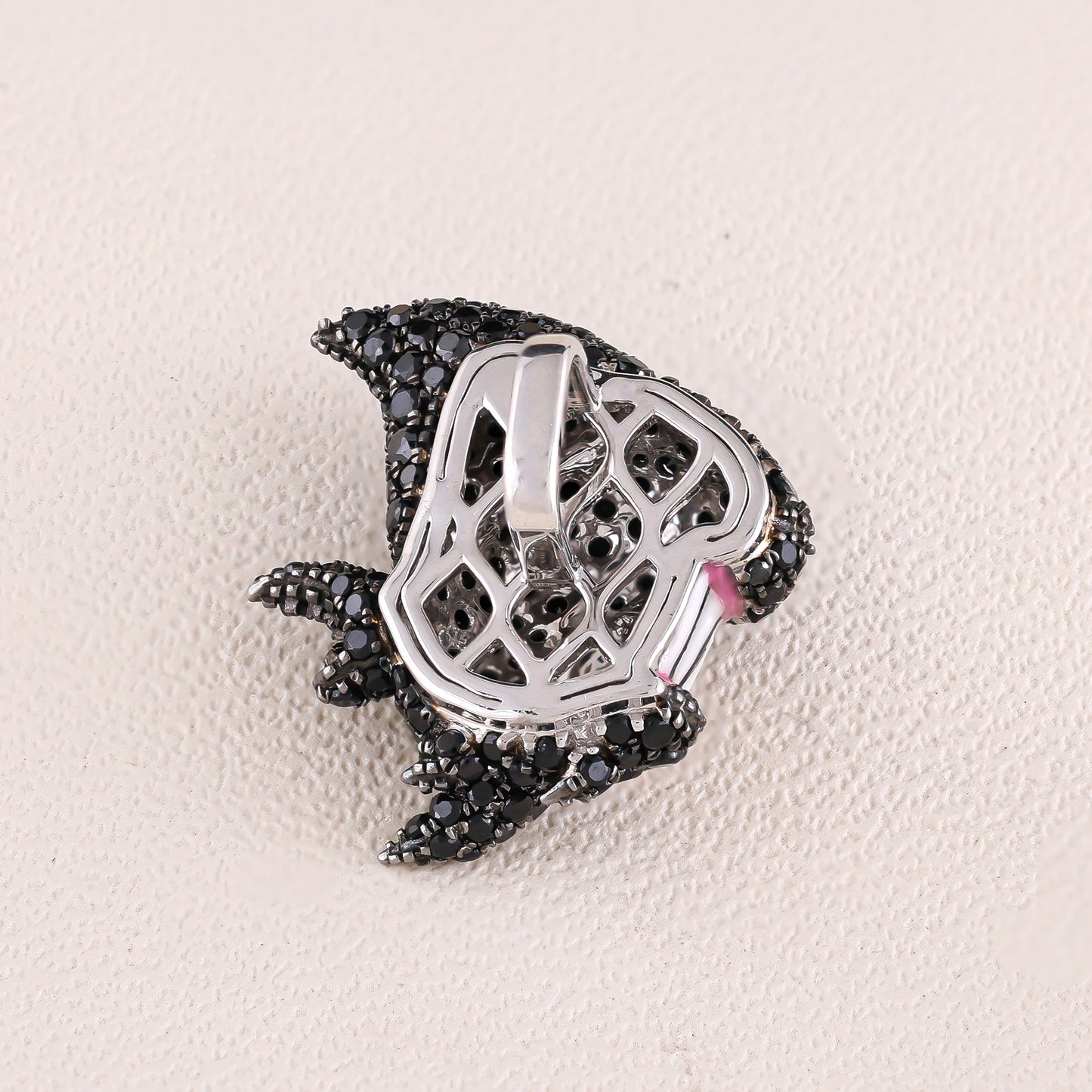 Black Diamond Shark Pendant with 1.50CTW in White Gold Finish