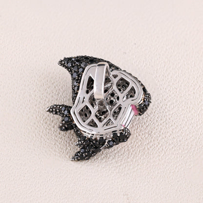 Black Diamond Shark Pendant with 1.50CTW in White Gold Finish
