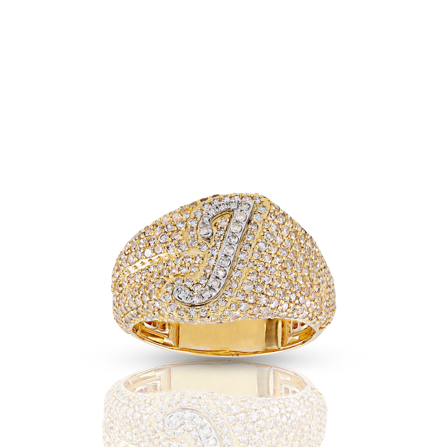 Initial Letter Statement Ring with Diamond Pave By Truth Jewel