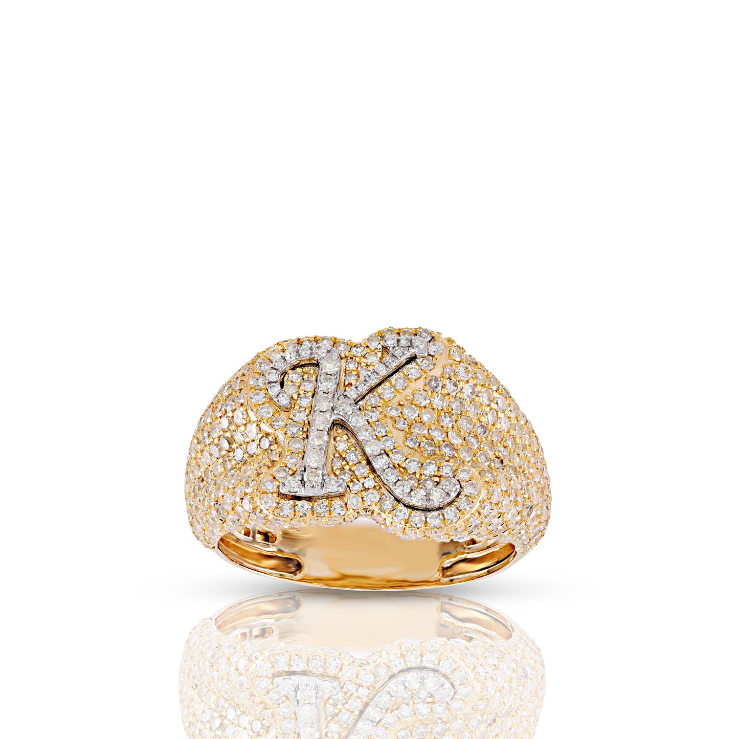 Initial Letter Statement Ring with Diamond Pave By Truth Jewel