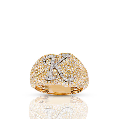 Initial Letter Statement Ring with Diamond Pave By Truth Jewel