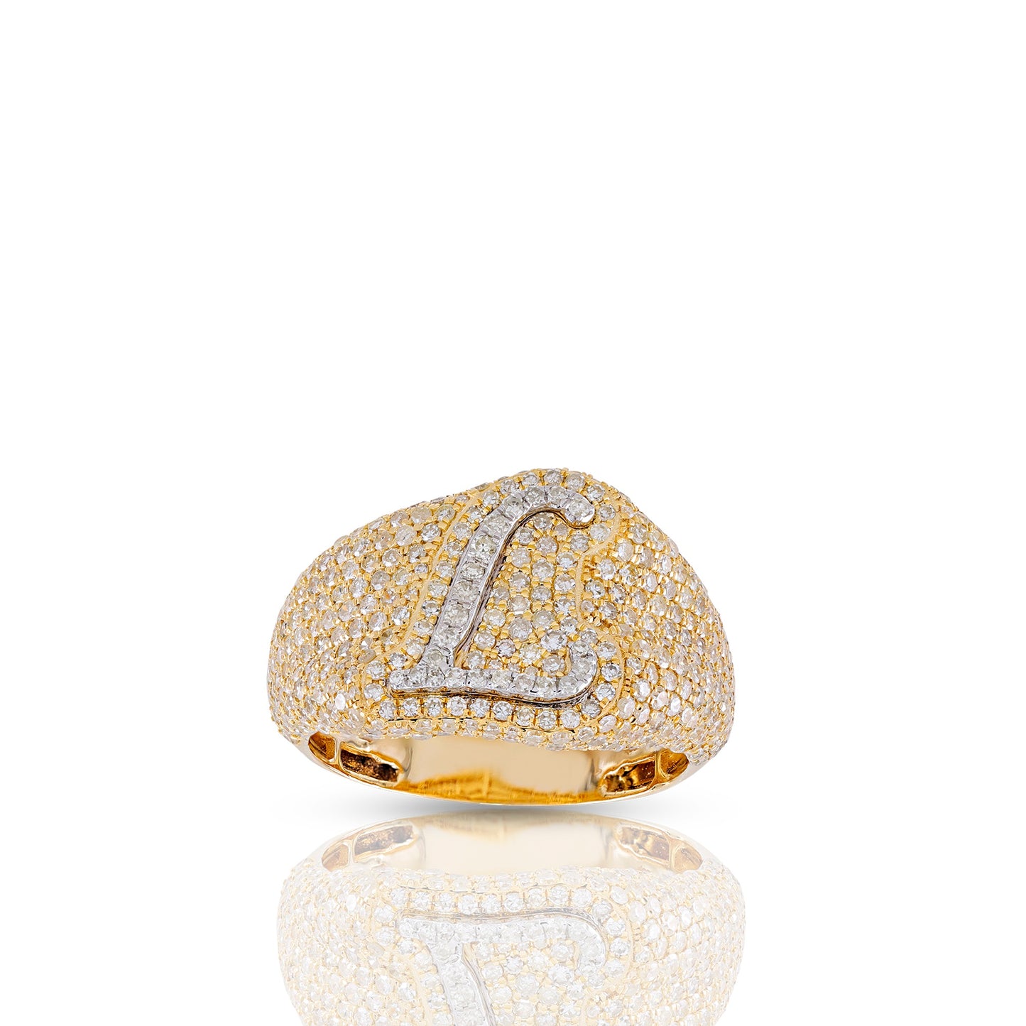 Initial Letter Statement Ring with Diamond Pave By Truth Jewel