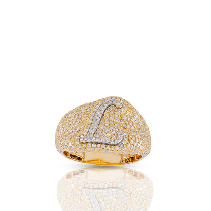 Initial Letter Statement Ring with Diamond Pave By Truth Jewel