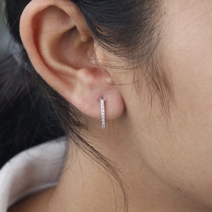 Round Diamond Huggie Hoop Earrings For Women's