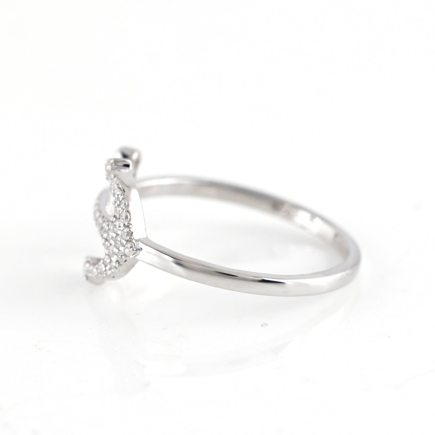 925 Silver Anchor Shape Ring with 0.26CT CZ Round Diamond