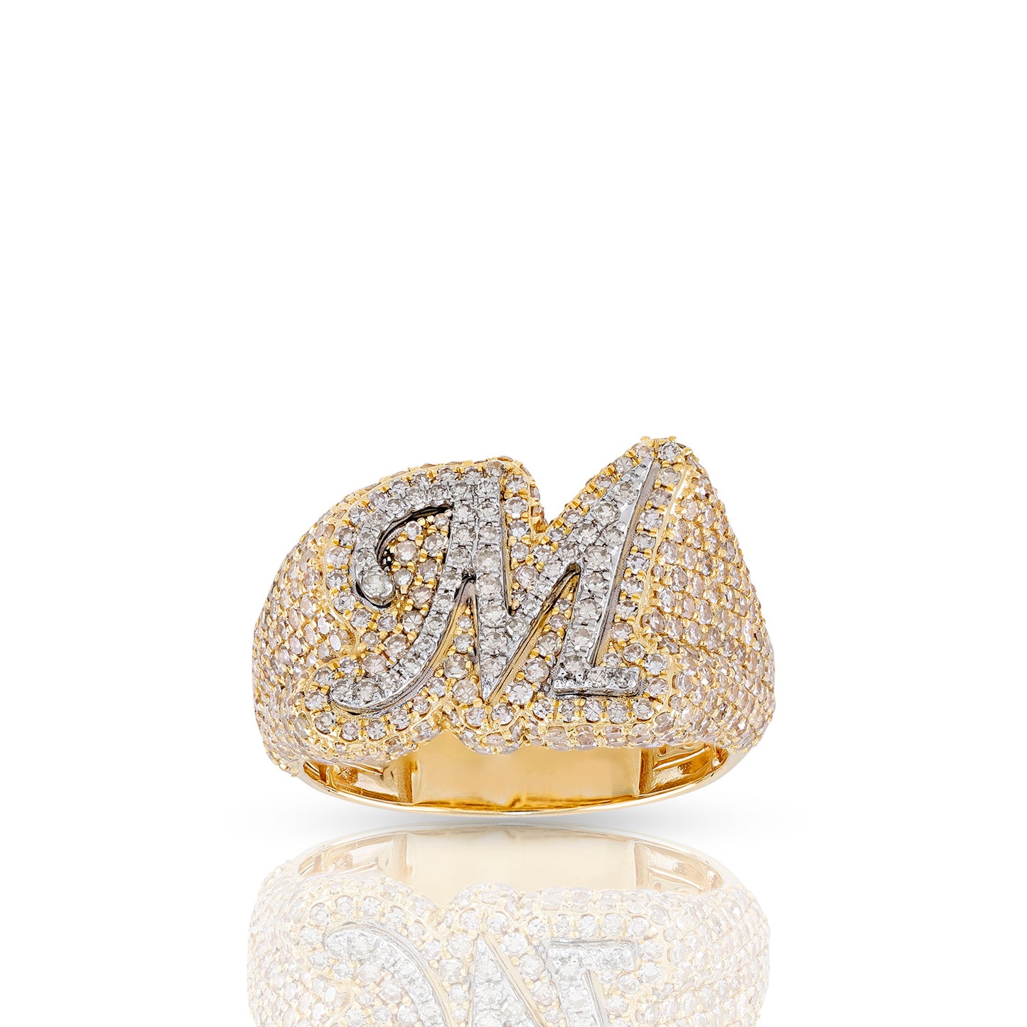 Initial Letter Statement Ring with Diamond Pave By Truth Jewel