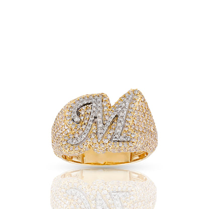 Initial Letter Statement Ring with Diamond Pave By Truth Jewel