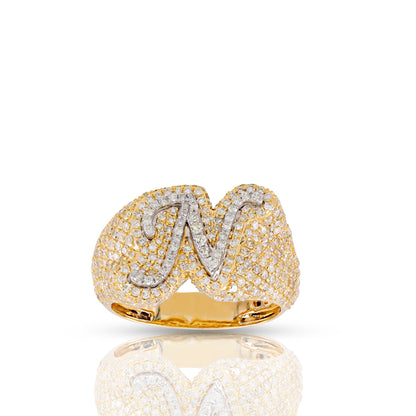 Initial Letter Statement Ring with Diamond Pave By Truth Jewel