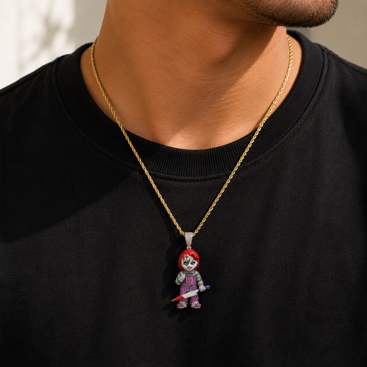 Chucky Pendant with 3.2CTW in White Gold Finish
