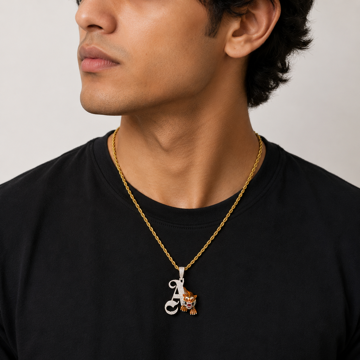 Custom Tiger Initial A Diamond Pendant with 1.5CTW