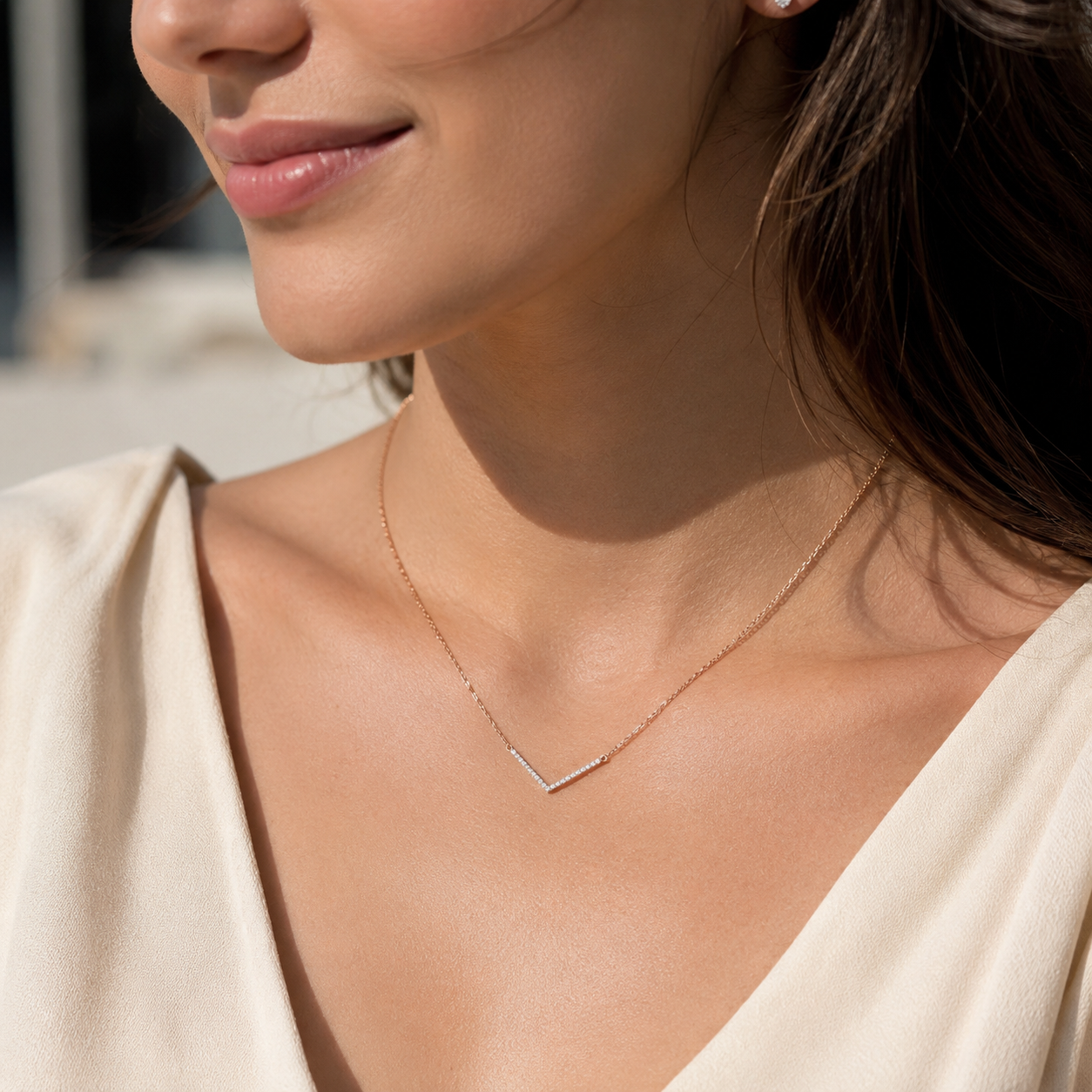 0.30CT Diamond Chevron Necklace for Woomen