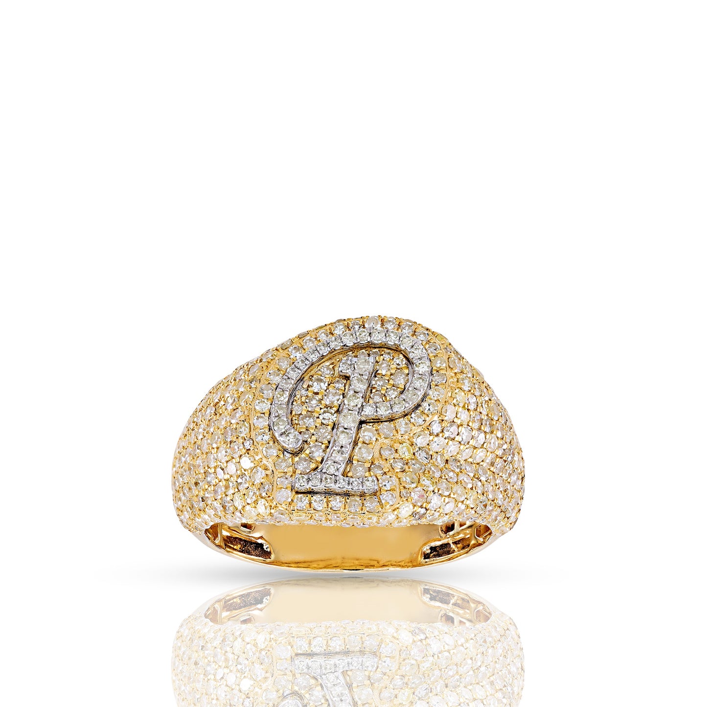 Initial Letter Statement Ring with Diamond Pave By Truth Jewel