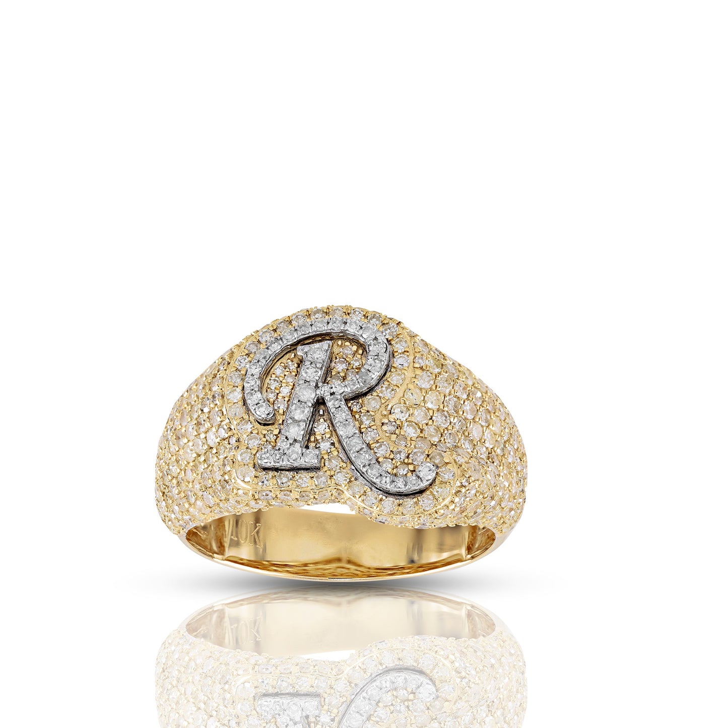 Initial Letter Statement Ring with Diamond Pave By Truth Jewel
