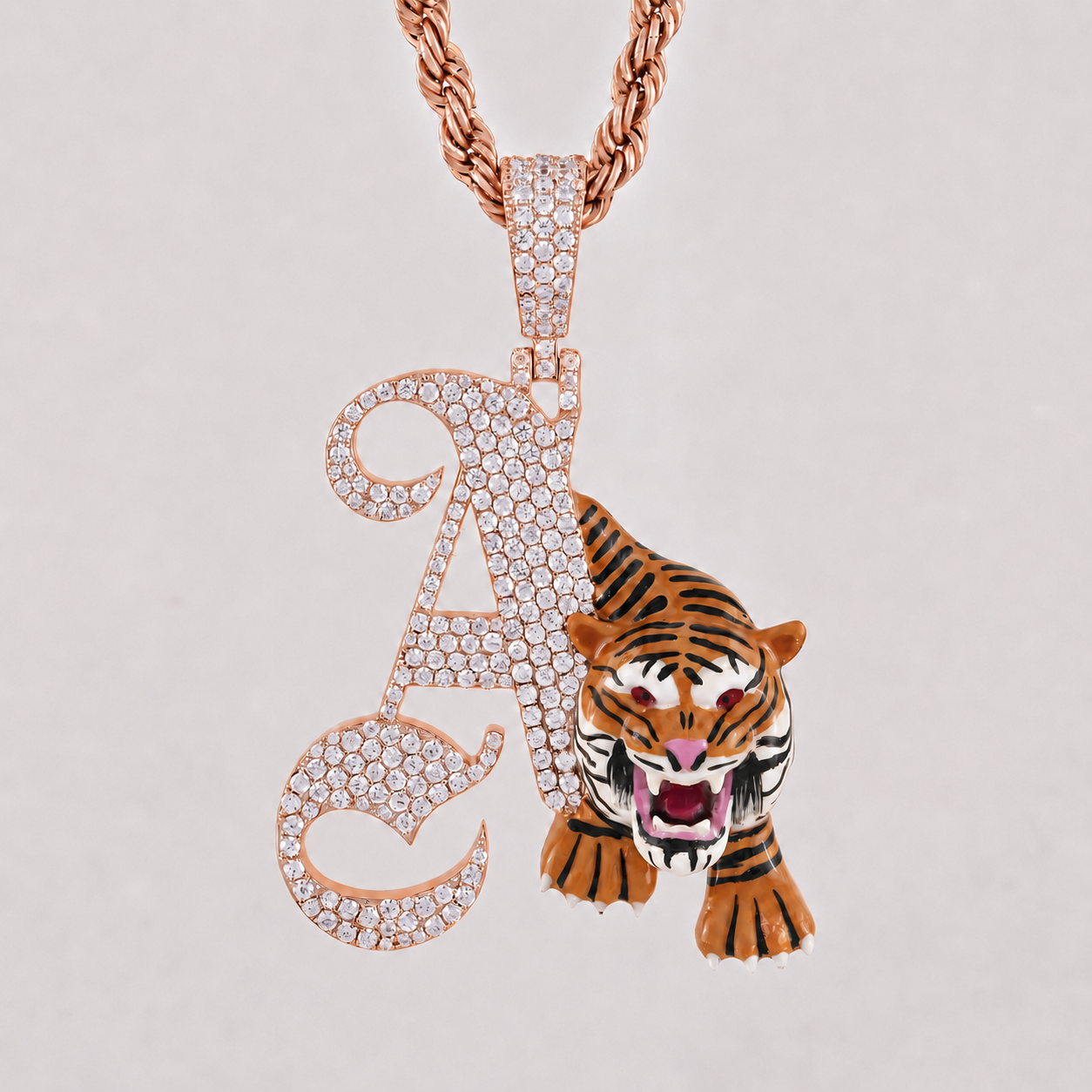 Custom Tiger Initial A Diamond Pendant with 1.5CTW