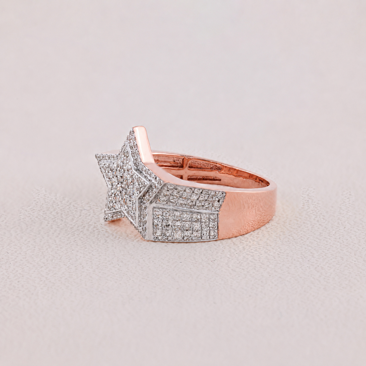 Iced-Out Men’s Star Ring with 0.53CT Diamond