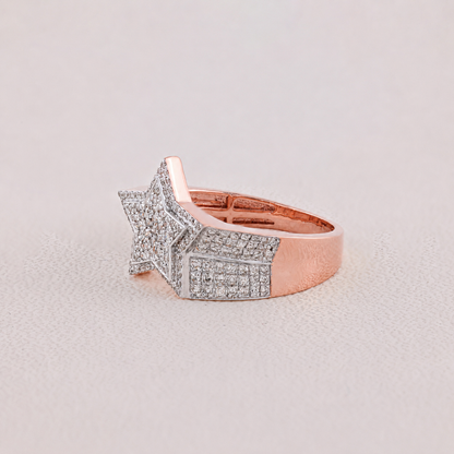 Iced-Out Men’s Star Ring with 0.53CT Diamond