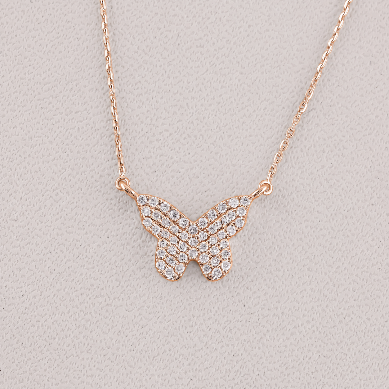 14KT Gold Butterfly Diamond Necklace – 0.44CT Natural Diamond Butterfly Pendant for Women