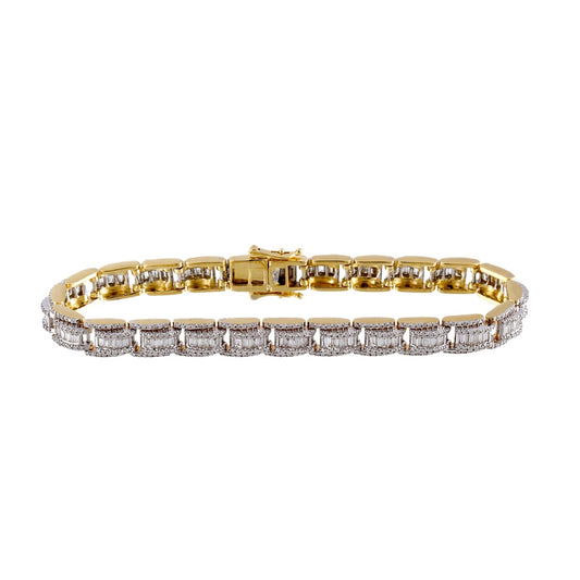 Yellow Gold Diamond Baguette Bracelet by Truth Jewel