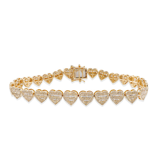 Heart Baguette Diamond Tennis Heart Bracelet By Truth Jewel