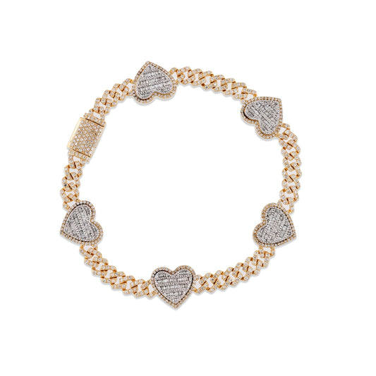 Heart Diamond Cuban Link Bracelet By Truth Jewel