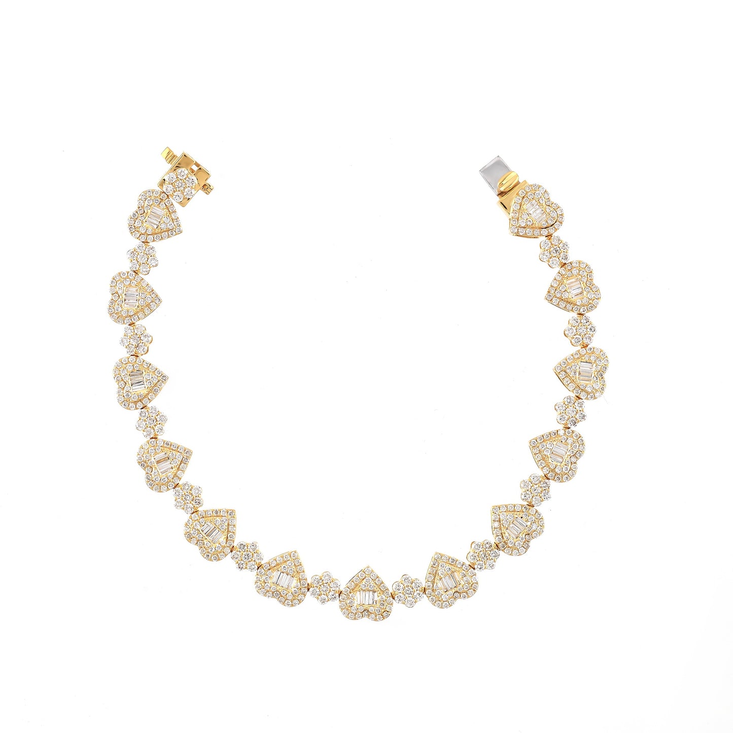 Heart & Cluster Baguette Diamond Bracelet By Truth Jewel