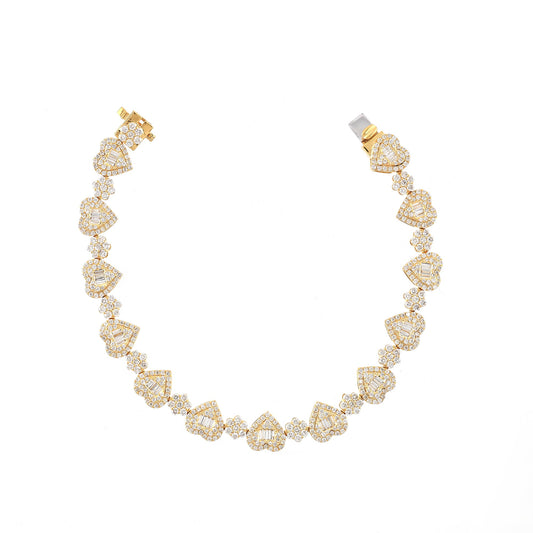 Heart & Cluster Baguette Diamond Bracelet By Truth Jewel