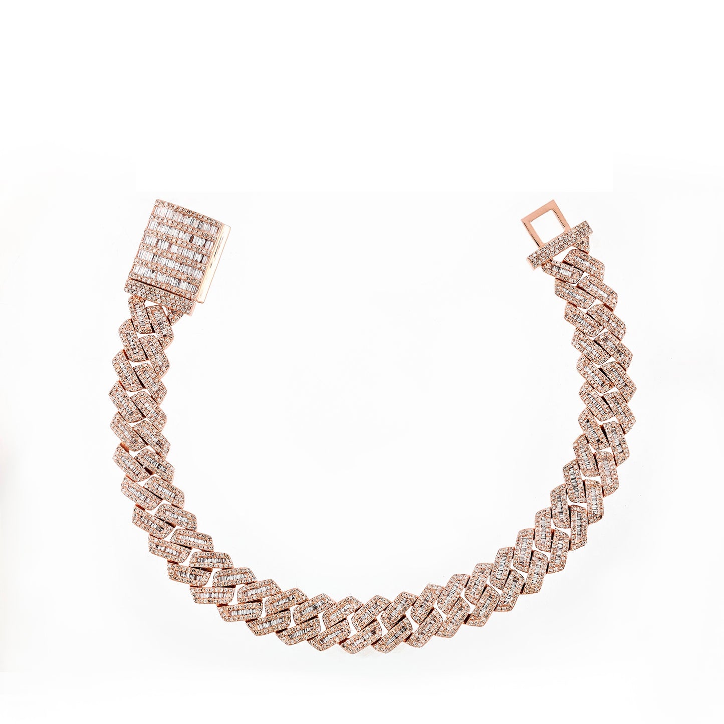 10mm Baguette & Round Diamond Cuban Link Bracelet By Truth Jewel