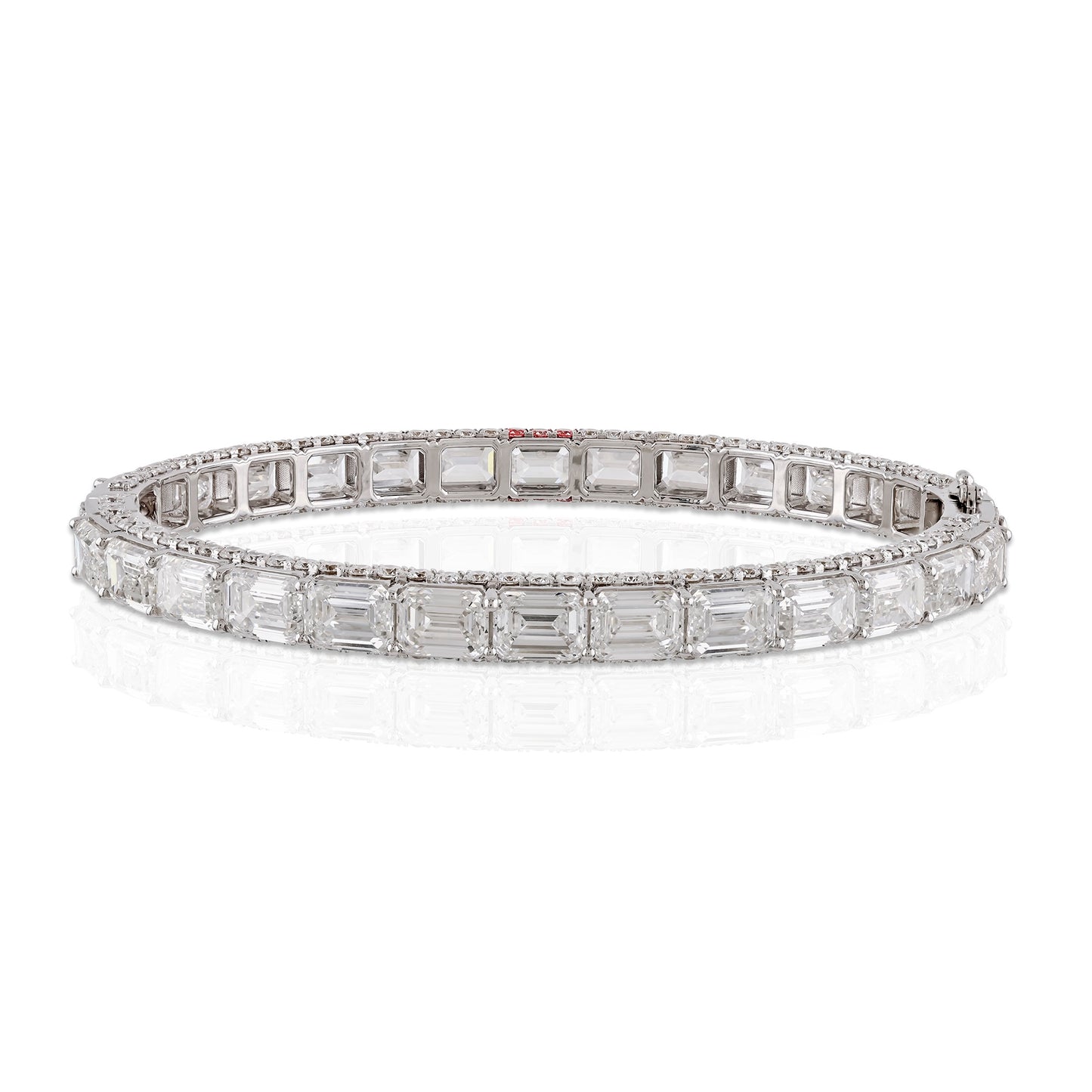 18KT Emerald Cut With Pink Round Diamond Bracelet