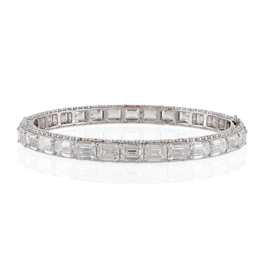 18KT Emerald Cut With Pink Round Diamond Bracelet