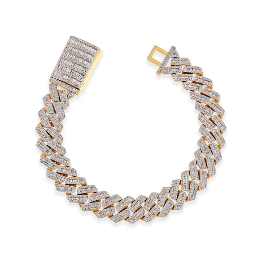 Iced Diamond Cuban Link Bracelet in Yellow Gold By Truth Jewel