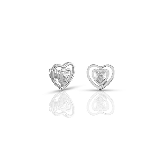 0.08ct White Gold Double Heart Earrings by Truth Jewel