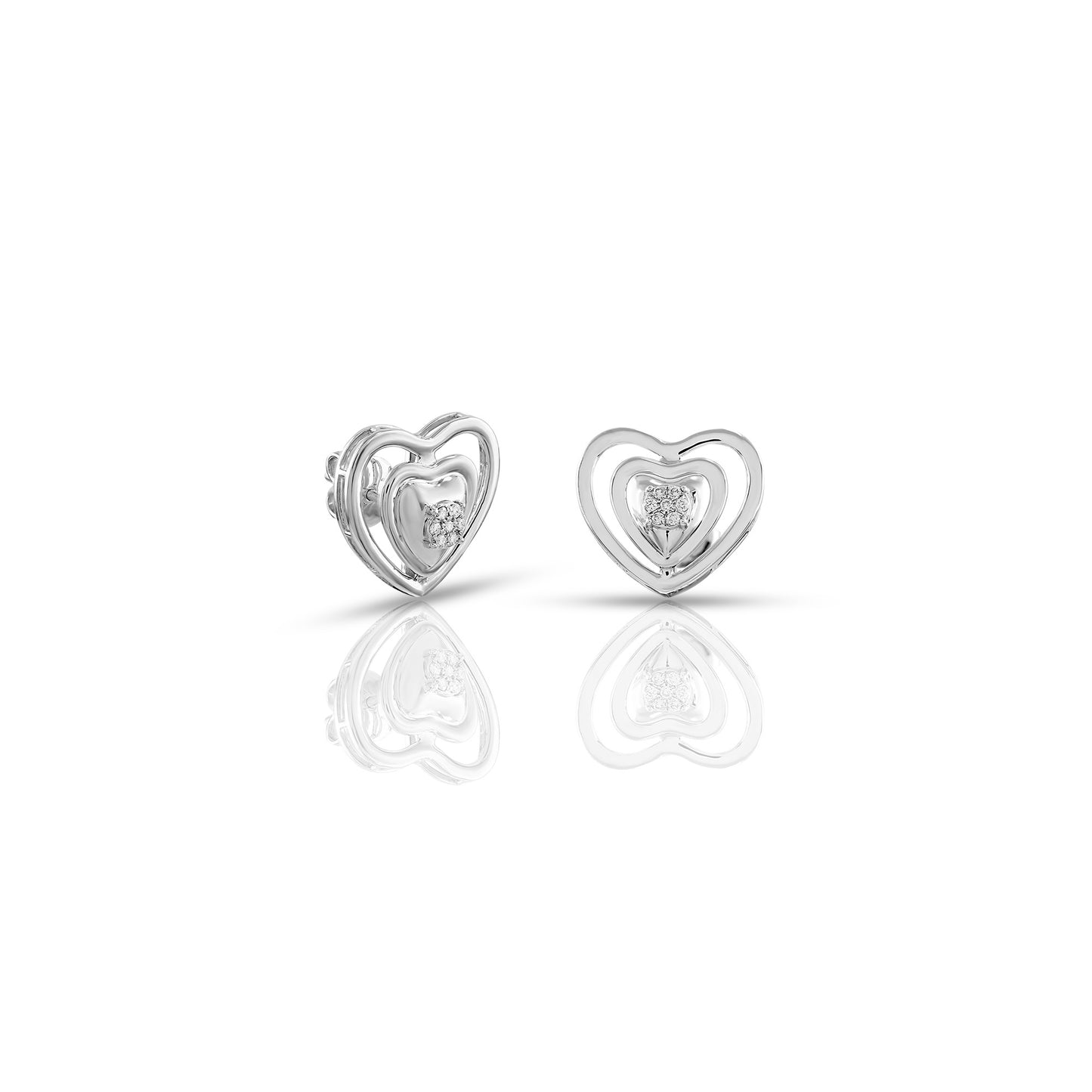 0.08ct White Gold Double Heart Earrings by Truth Jewel