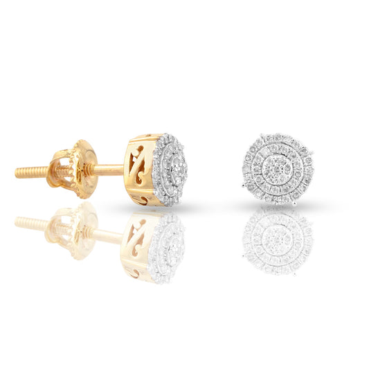 0.18ct Yellow Gold White Diamond Round Earrings by Truth Jewel
