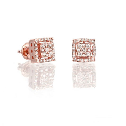 Rose Gold Women's Round Diamond Cluster Earrings by Truth Jewel