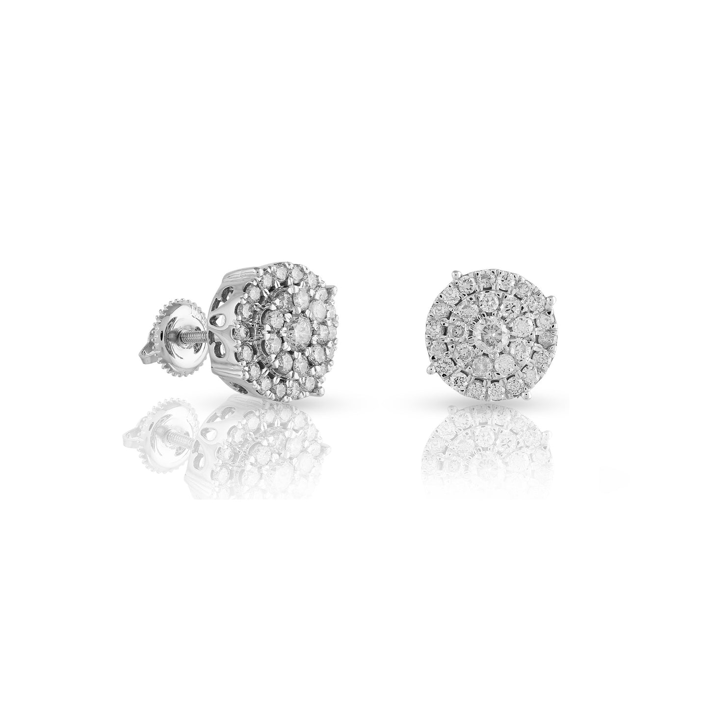 White Gold Diamond Round Earring by Truth Jewel