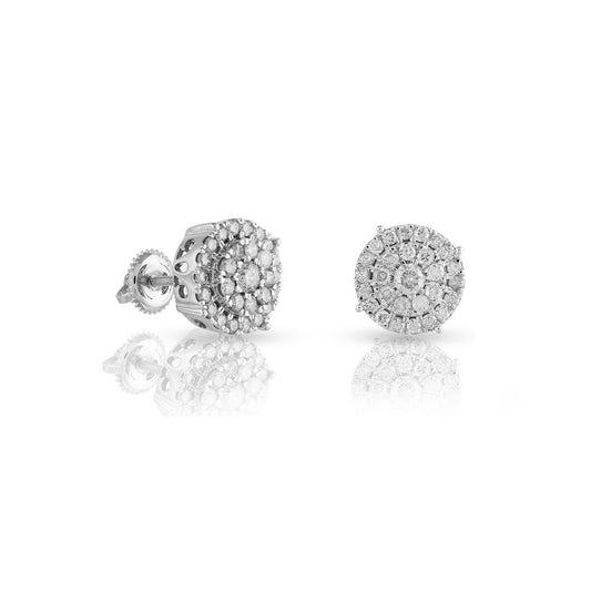 White Gold Diamond Round Earring by Truth Jewel