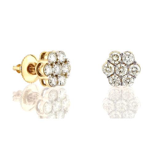 0.22ct Yellow Gold Flower Earrings by Truth Jewel