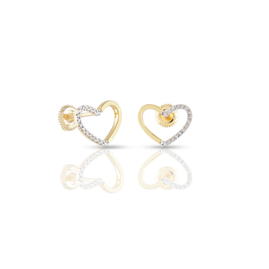 0.16ct Yellow Gold White Diamond Heart Earrings by Truth Jewel