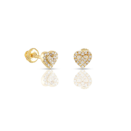 0.11ct Yellow Gold Round Diamond Heart Earrings by Truth jewel