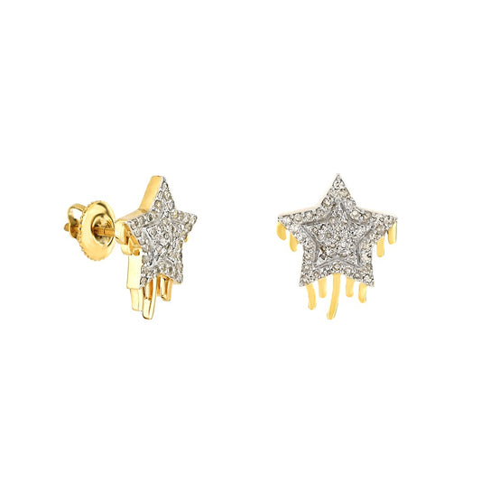 0.47ct Yellow Gold White Diamond Star Earrings by Truth Jewel