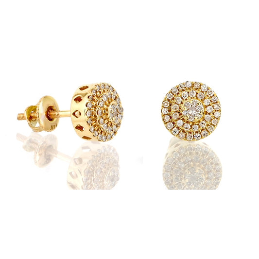 0.79ct Yellow Gold Diamond Round Stud Earrings by Truth Jewel