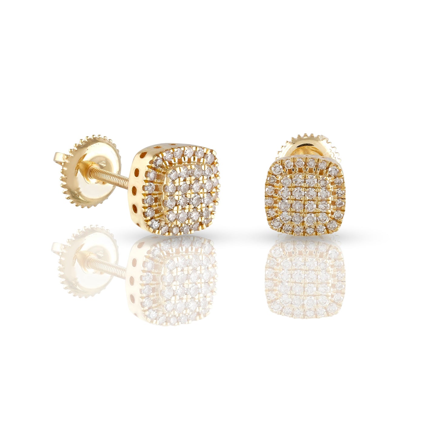 0.26ct Yellow Gold Round Diamond Square Earrings by Truth Jewel