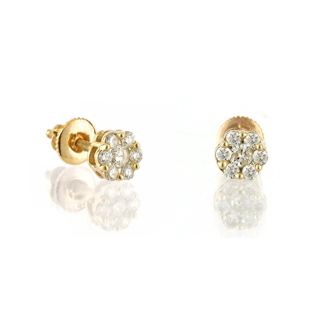 0.24ct Yellow Gold Flower Earring by Truth Jewel
